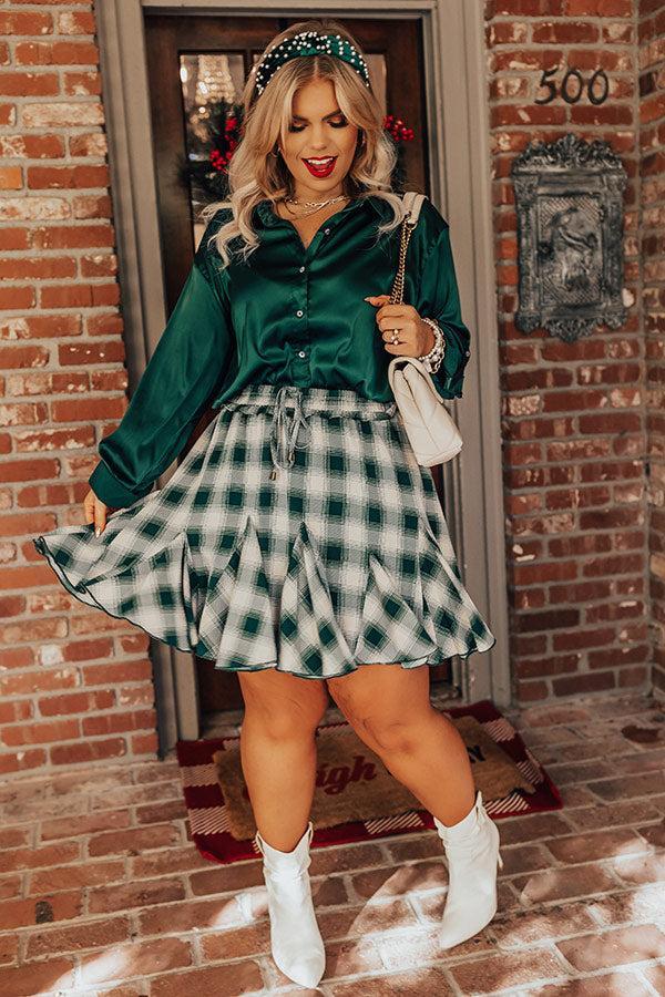 Small Town Holiday Skirt In Green Curves Product Image