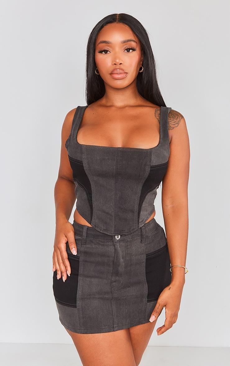 Shape Black Denim Corset Product Image