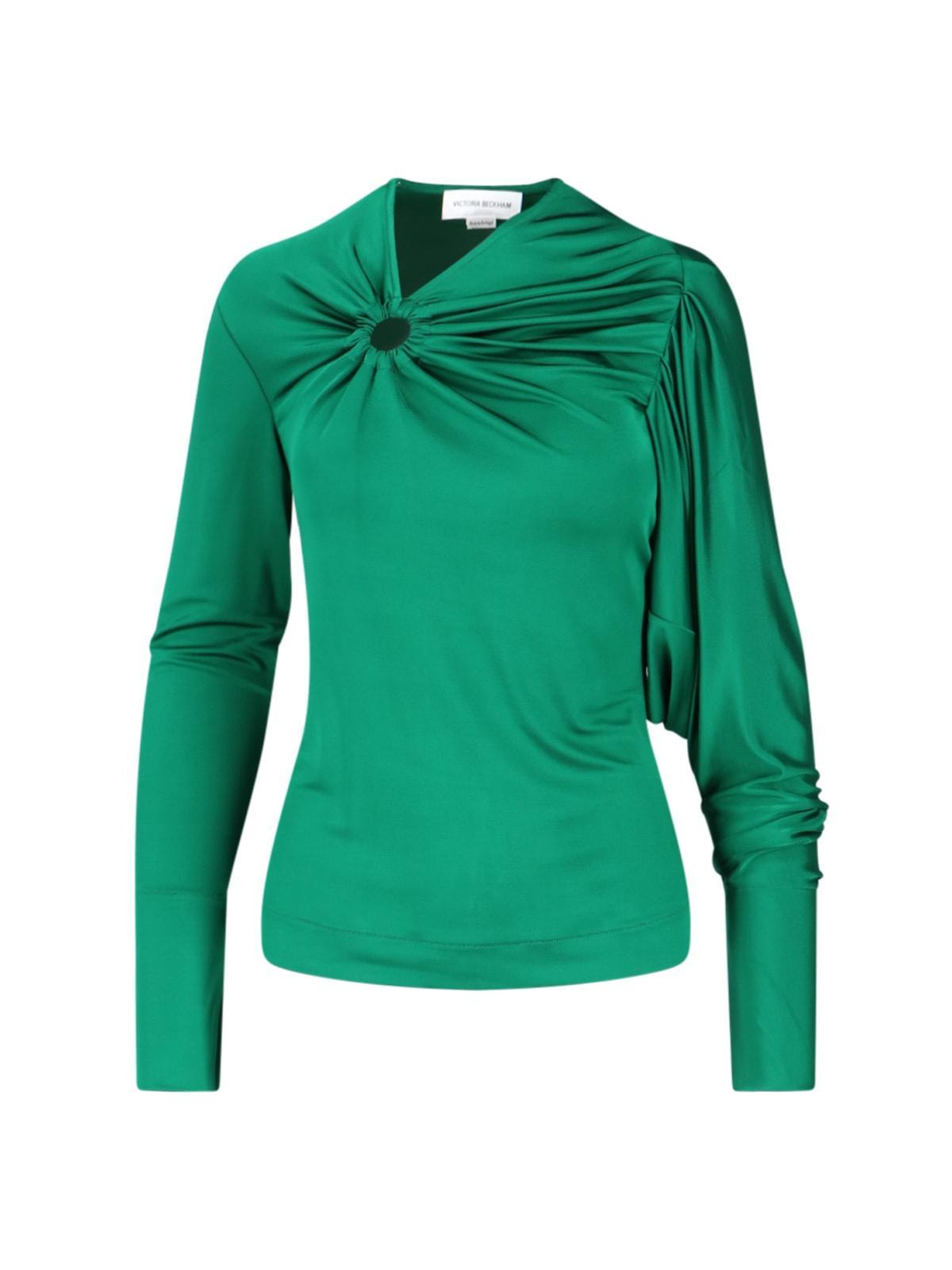 Draped Top In Green Product Image