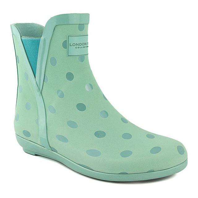 London Fog Piccadilly Womens Rain Boots Dark Green Dots Product Image