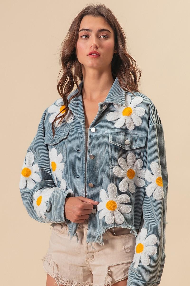 FLOWER PATCHES WASHED CORDUROY JACKET Product Image