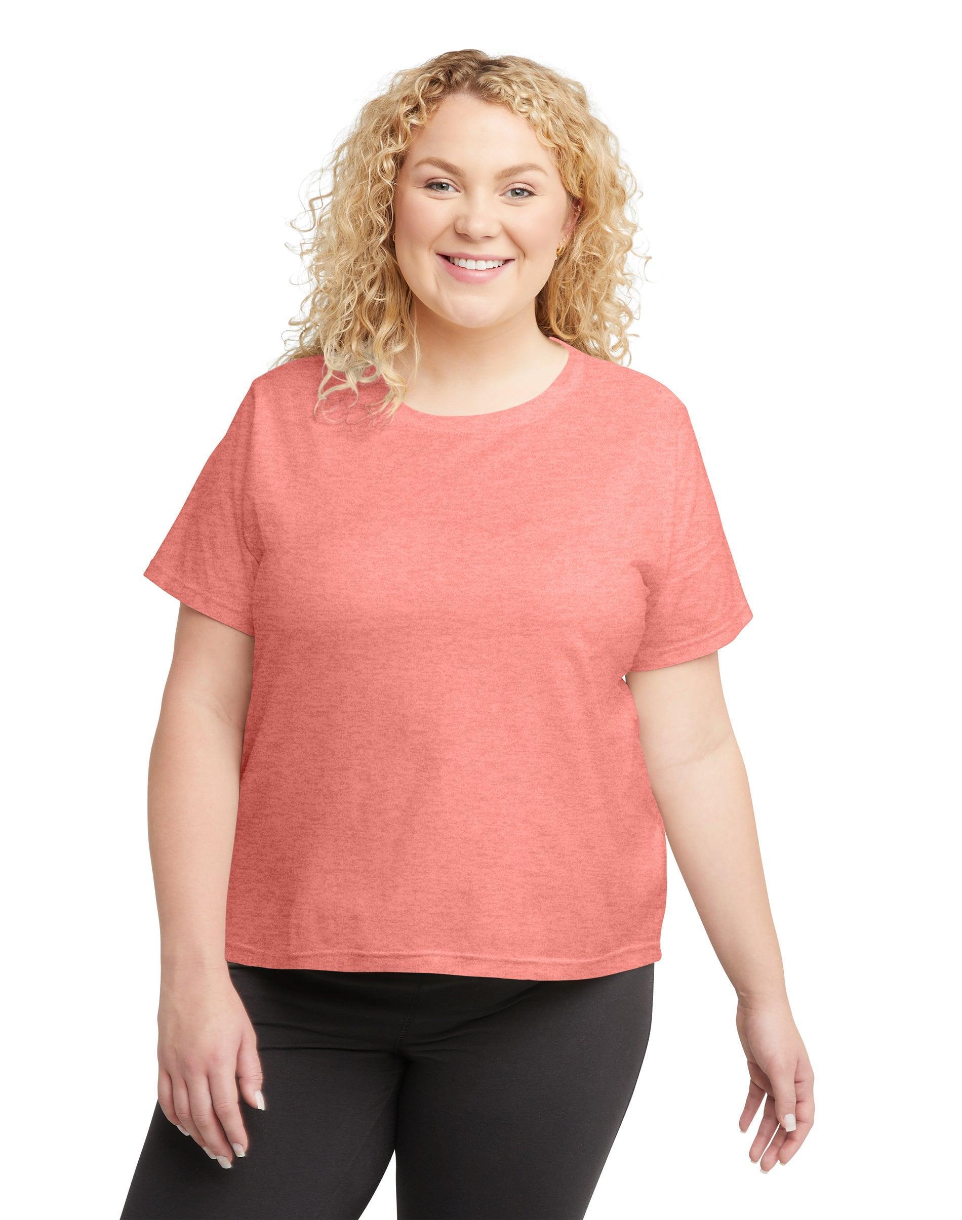 Hanes Originals Womens Tri-Blend T-Shirt (Plus Size) Concentrated Coral PE Heather 2X Product Image