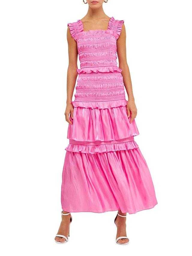 Endless Rose Sheer Smocked Tiered Maxi Dress Product Image