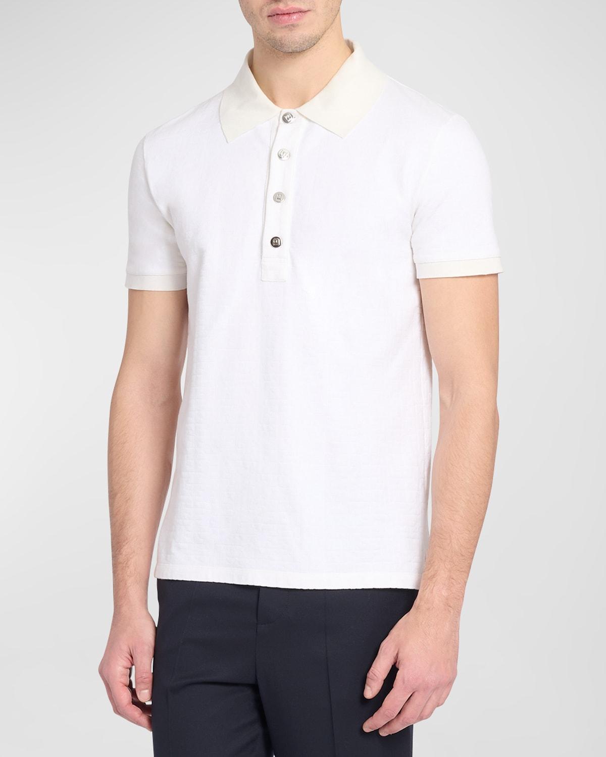 Balmain Monogram Jacquard Stretch Cotton Polo Product Image