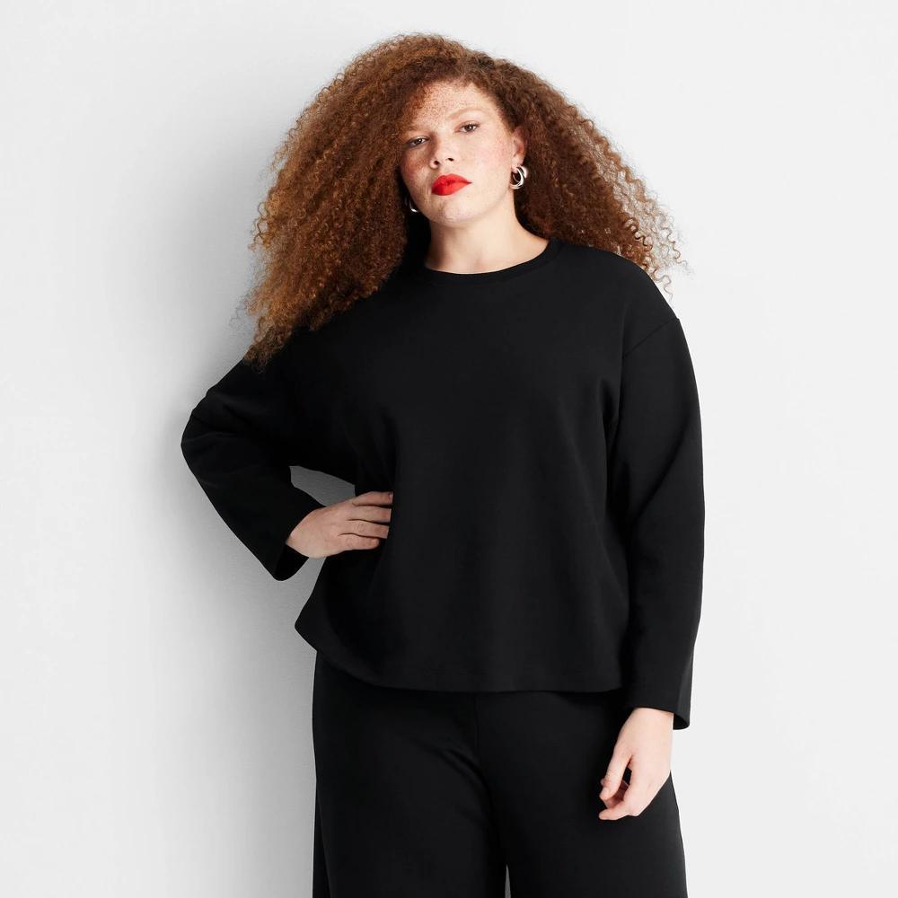 Womens Crewneck Pullover Sweatshirt - Future Collective Black 4X Product Image