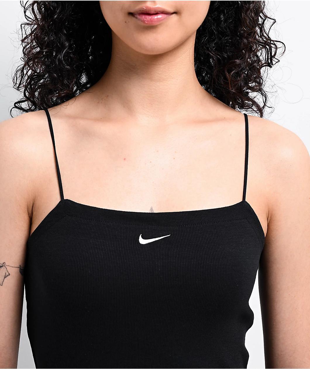 Nike Sportswear Chill Knit Mini-Rib Black Cami Dress Product Image