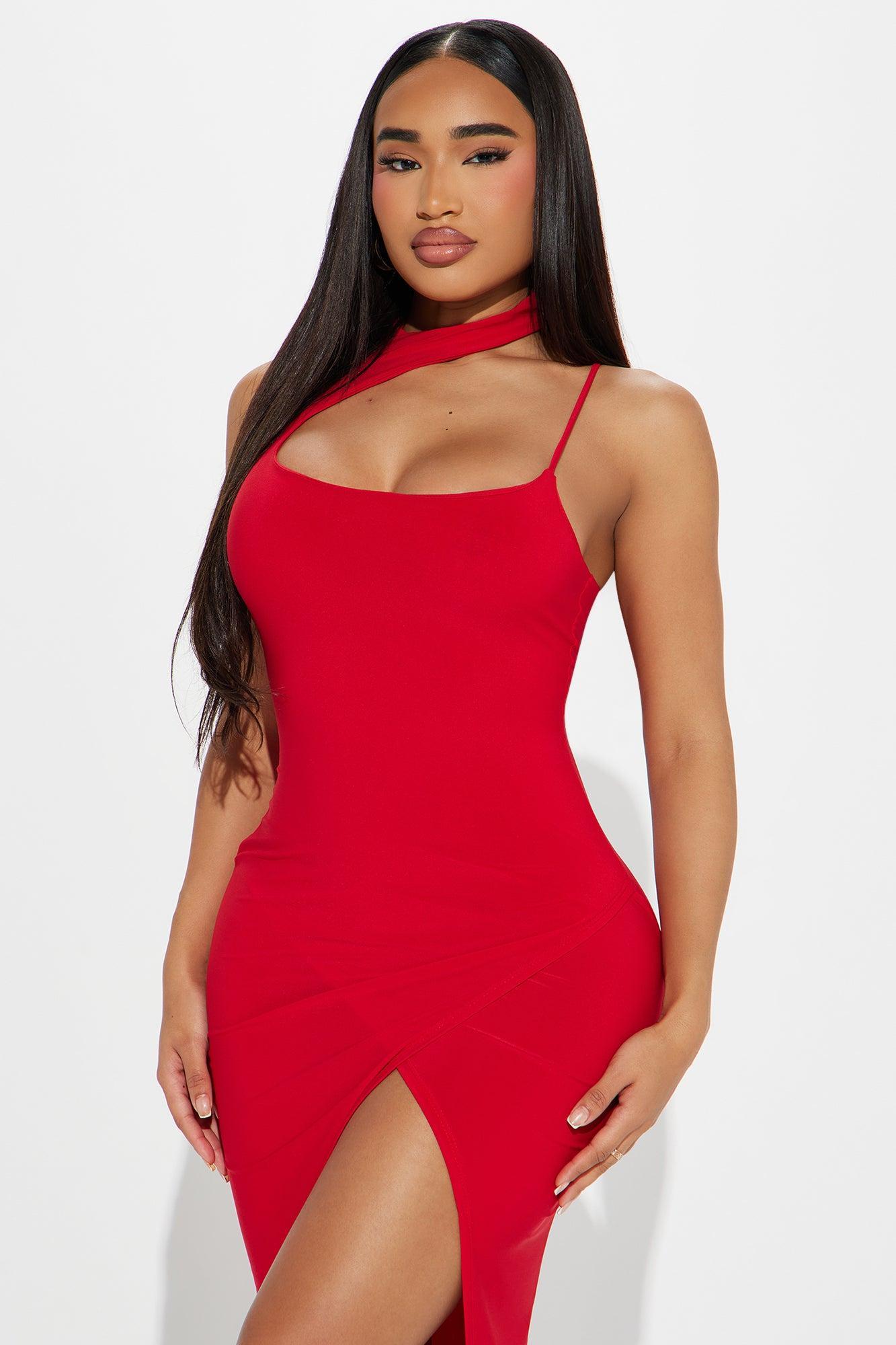 Top Of The Line Midi Dress - Red Product Image