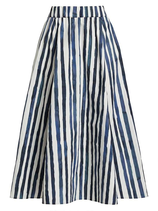 Womens Sasha Striped A-Line Midi-Skirt Product Image