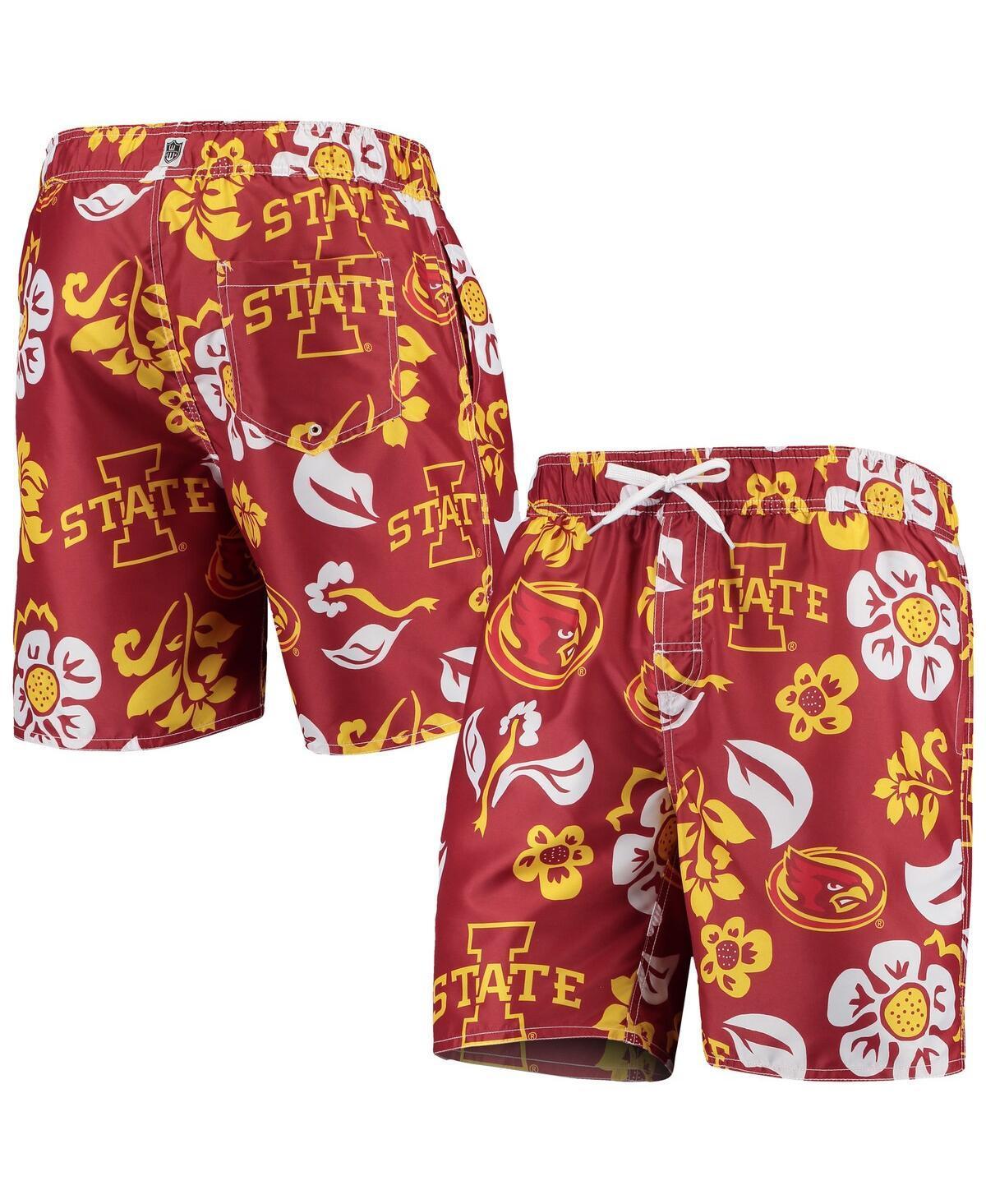 Mens Wes & Willy Cardinal Iowa State Cyclones Floral Volley Swim Trunks Product Image