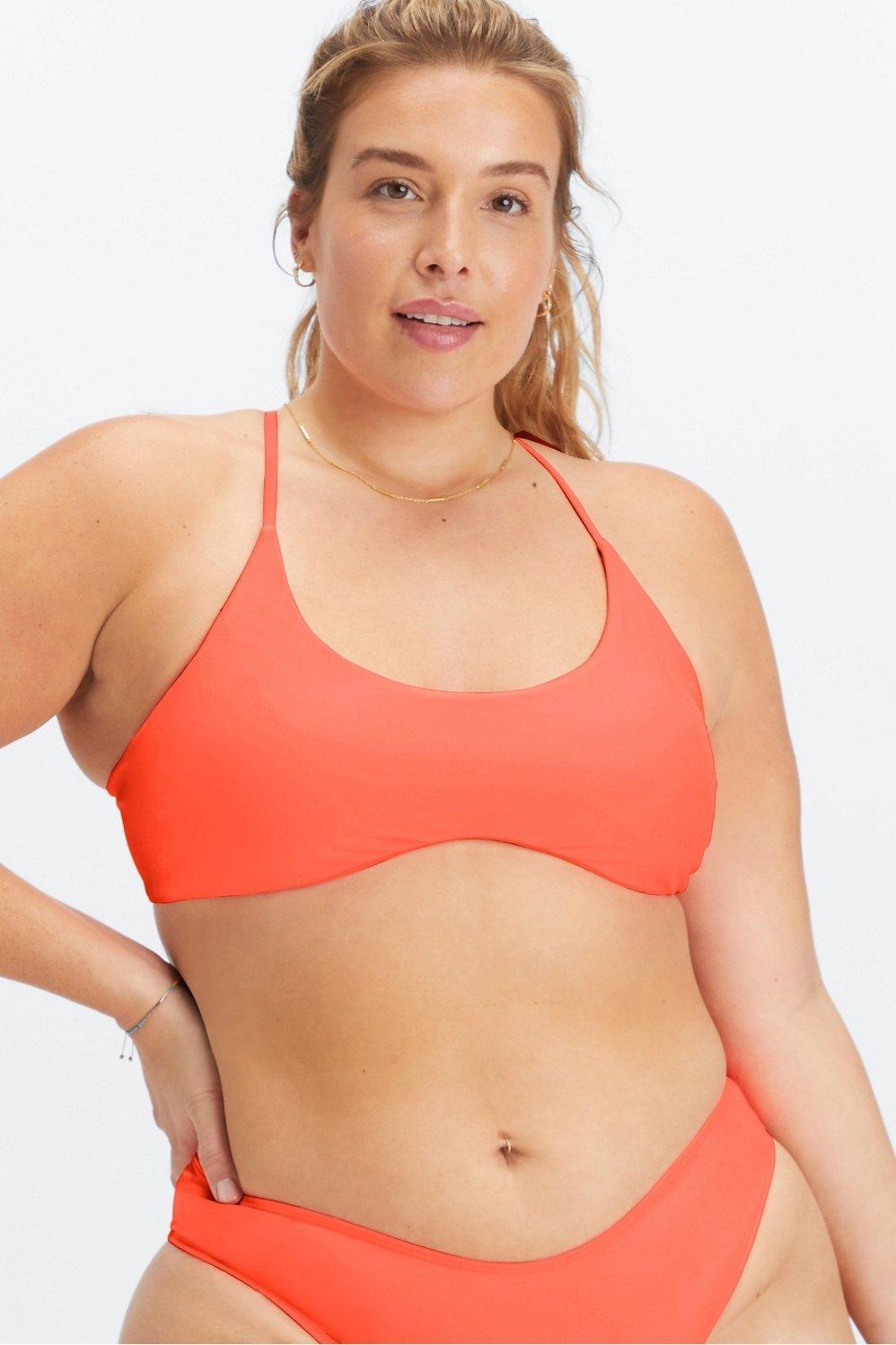 Fabletics Scoop Neck Bikini Top Womens orange plus Size 4X Product Image