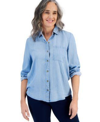 Women's Button-Up Perfect Shirt, XS-4X, Created for Macy's Product Image