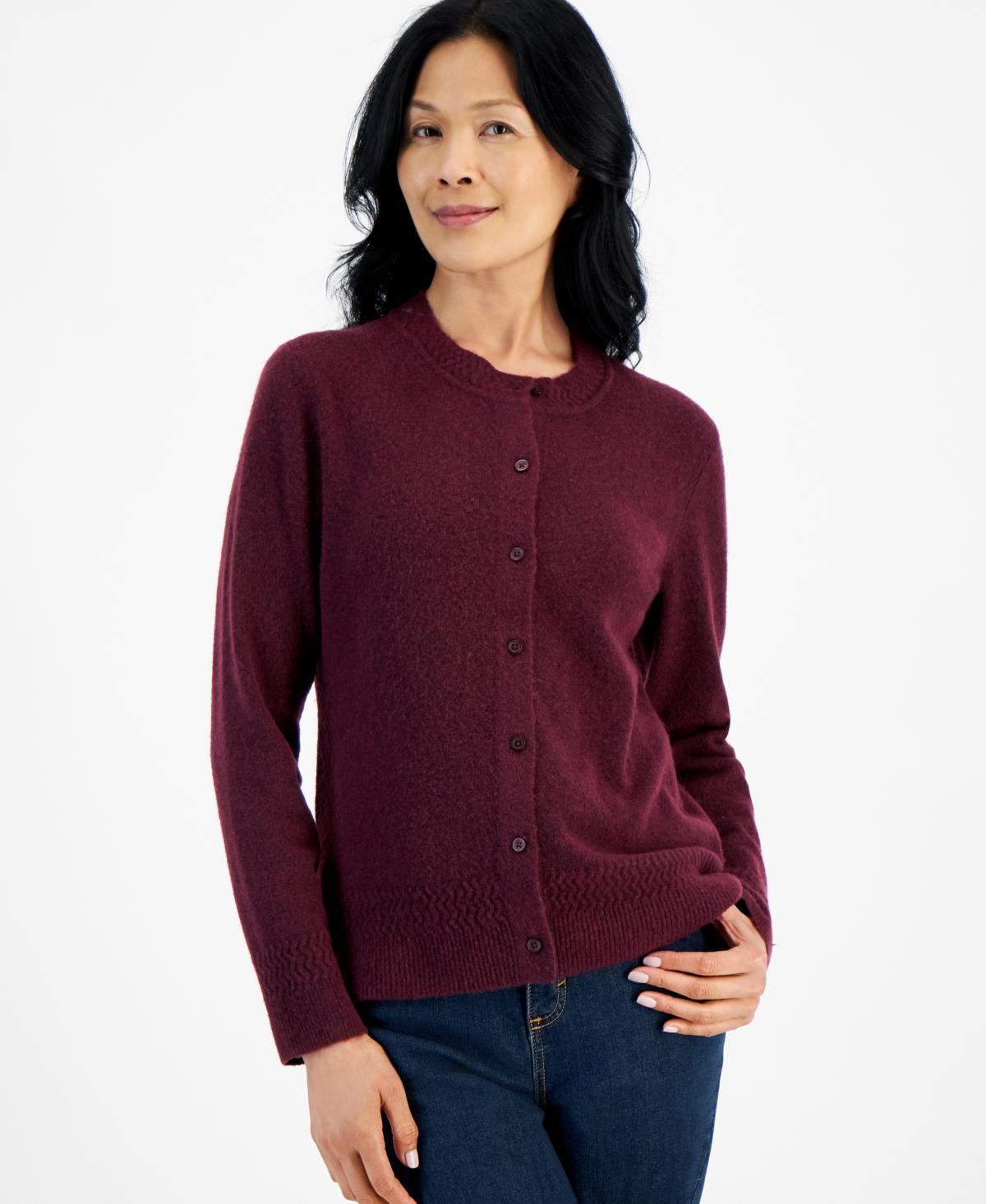 Style & Co Womens Crewneck Button-Front Cozy Cardigan, Created for Macys product image