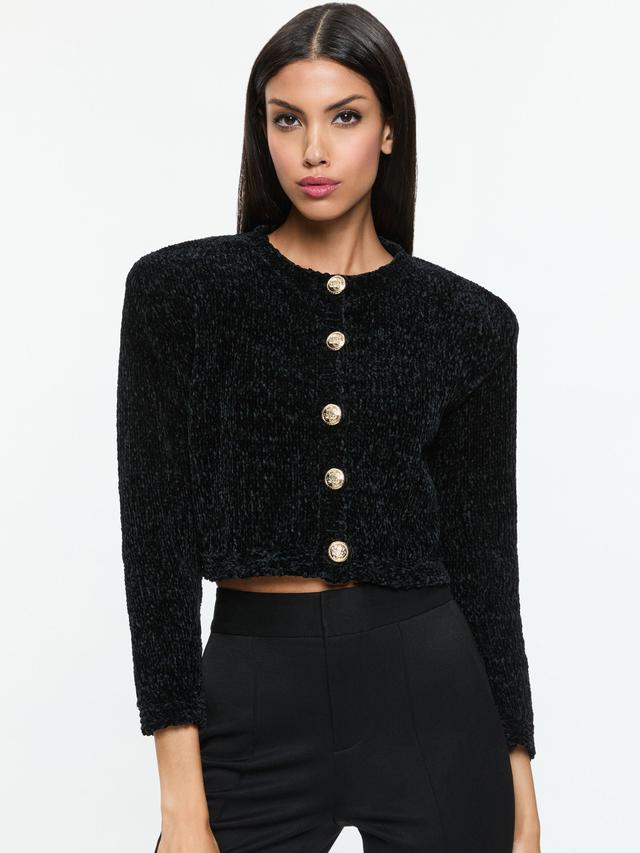 ALICE AND OLIVIA Breanna Chunky Knit Cardigan In Black Product Image