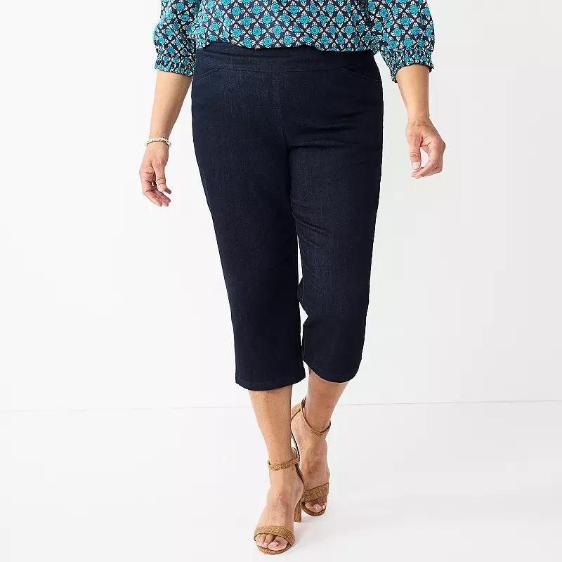 Plus Size Croft & Barrow Effortless Stretch Capri Pants, Womens Blue Product Image