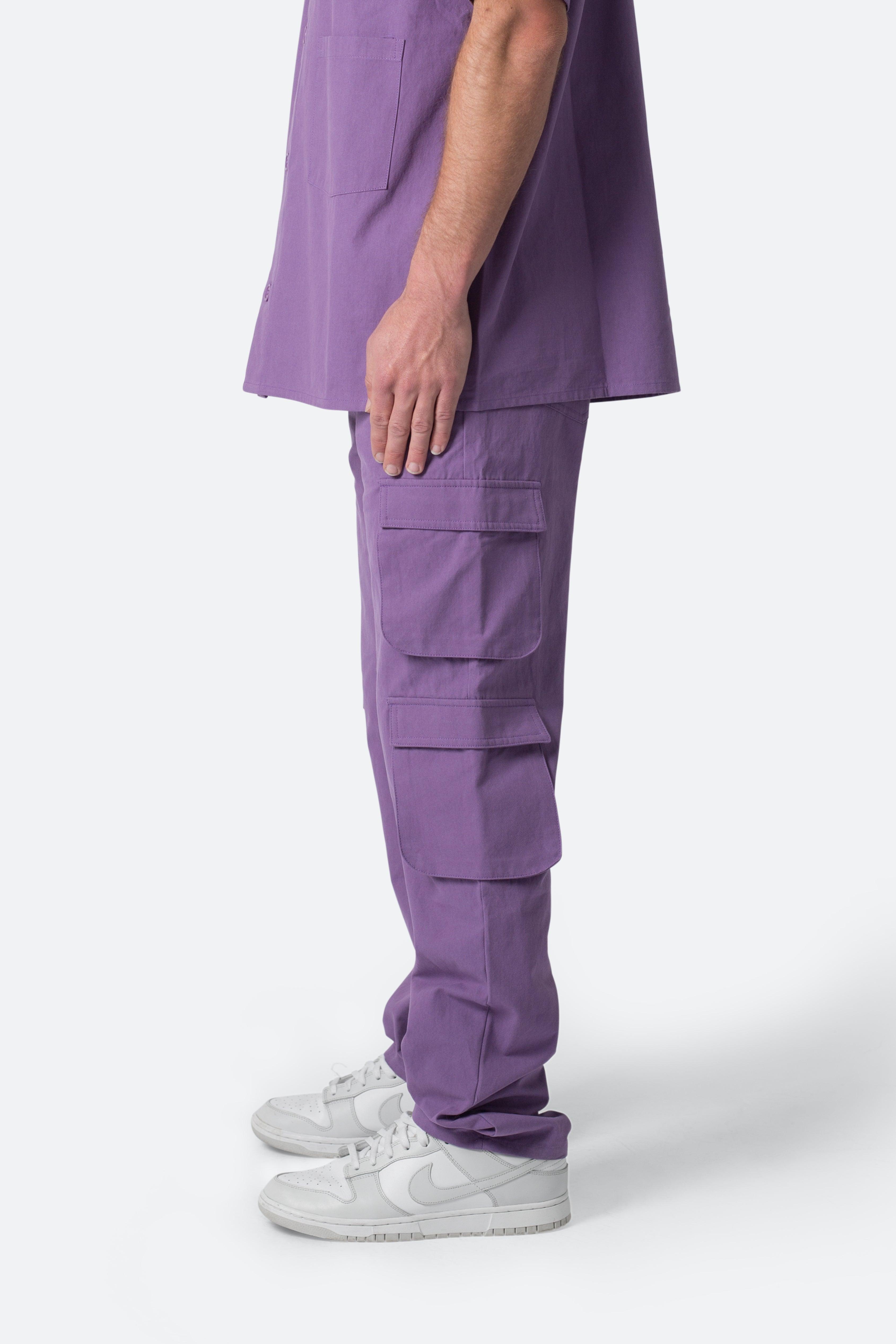 Cotton Cargo Pants - Purple Product Image