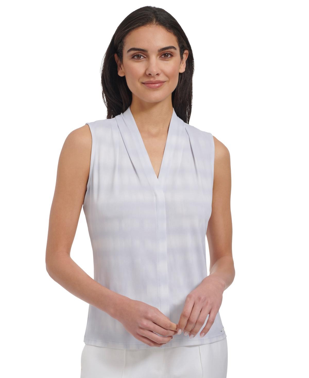 Calvin Klein Womens V-Neck Sleeveless Printed Top Product Image