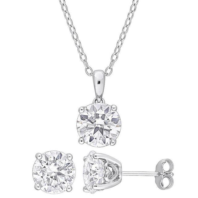 Stella Grace Sterling Silver Lab-Created Moissanite Solitaire Earrings & Pendant Necklace Set, Womens Product Image