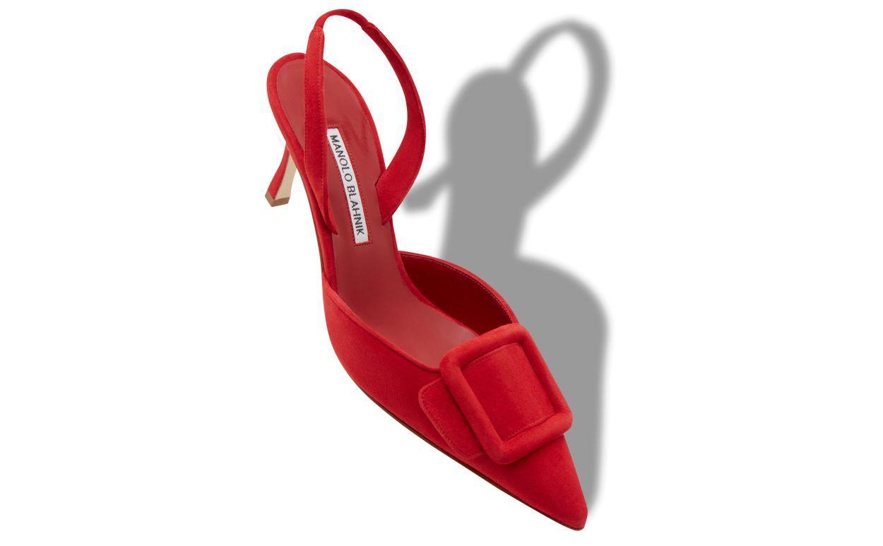 MAYSLI Red Suede Slingback Pumps Product Image