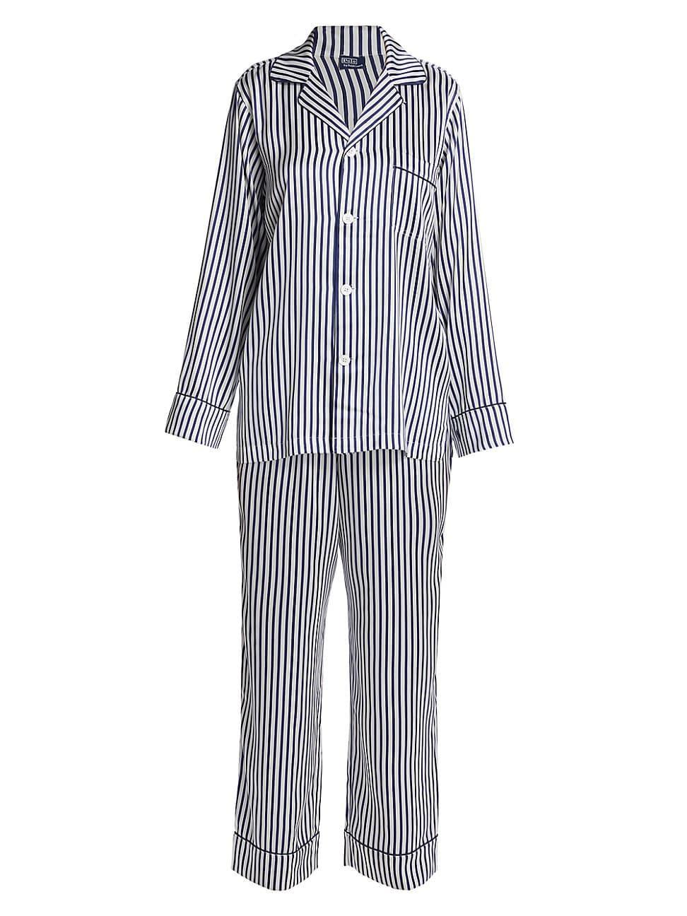 Womens Heritage Laurel Striped Silk Pajama Set Product Image