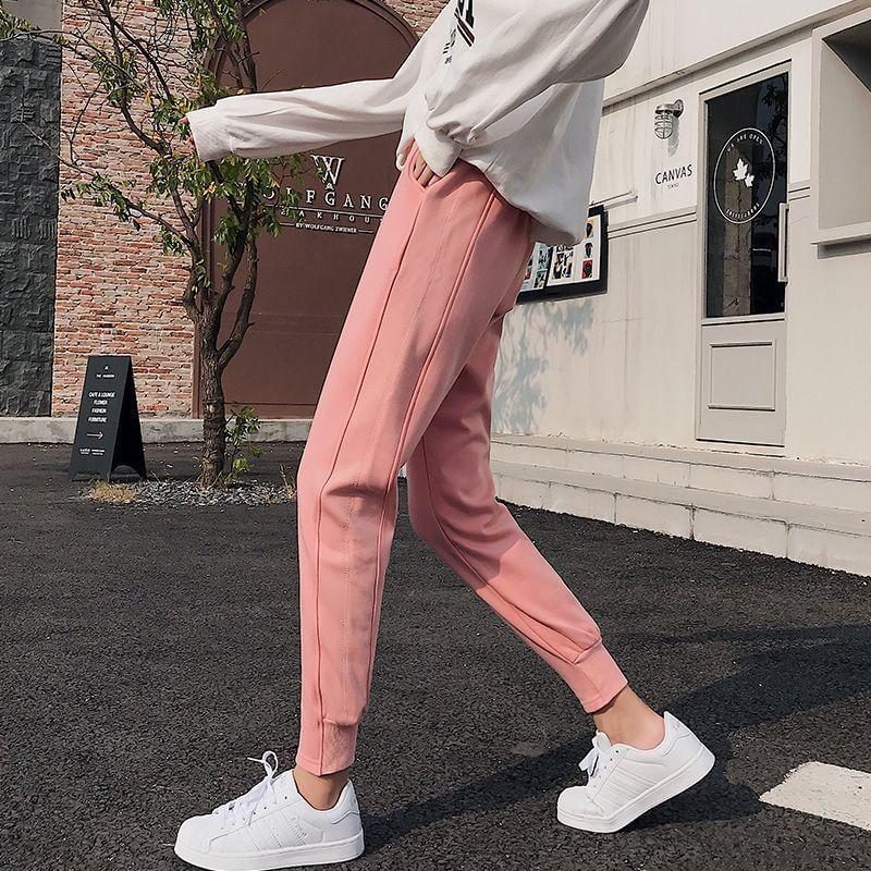 Mid Waist Plain Sweatpants Product Image