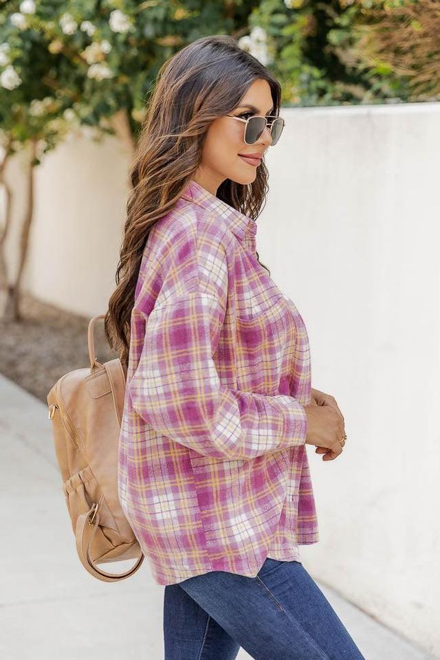 Wishing On Forever Pink Plaid Shacket FINAL SALE Product Image