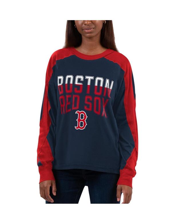 Womens G-III 4Her by Carl Banks Navy/Red Boston Red Sox Smash Raglan Long Sleeve T-Shirt Product Image