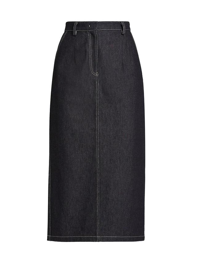 Womens Denim High-Rise Midi-Skirt Product Image