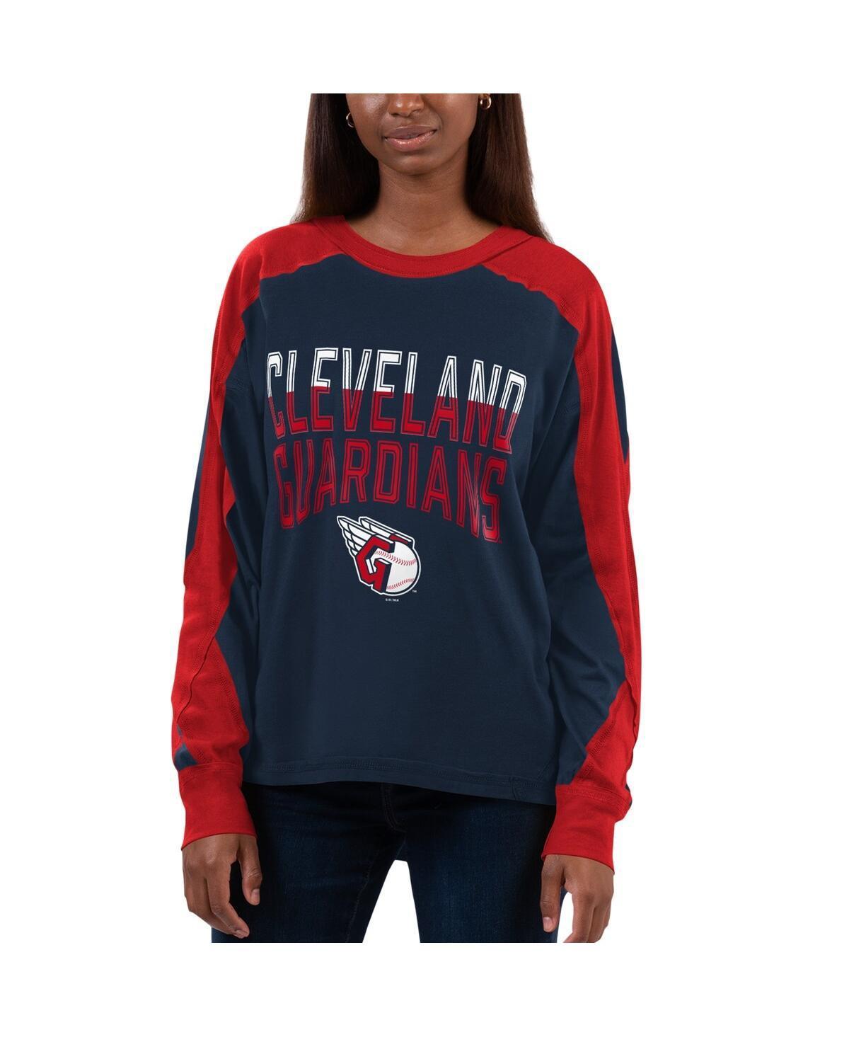 Womens G-III 4Her by Carl Banks Navy/Red Cleveland Guardians Smash Raglan Long Sleeve T-Shirt Grd Blue Product Image