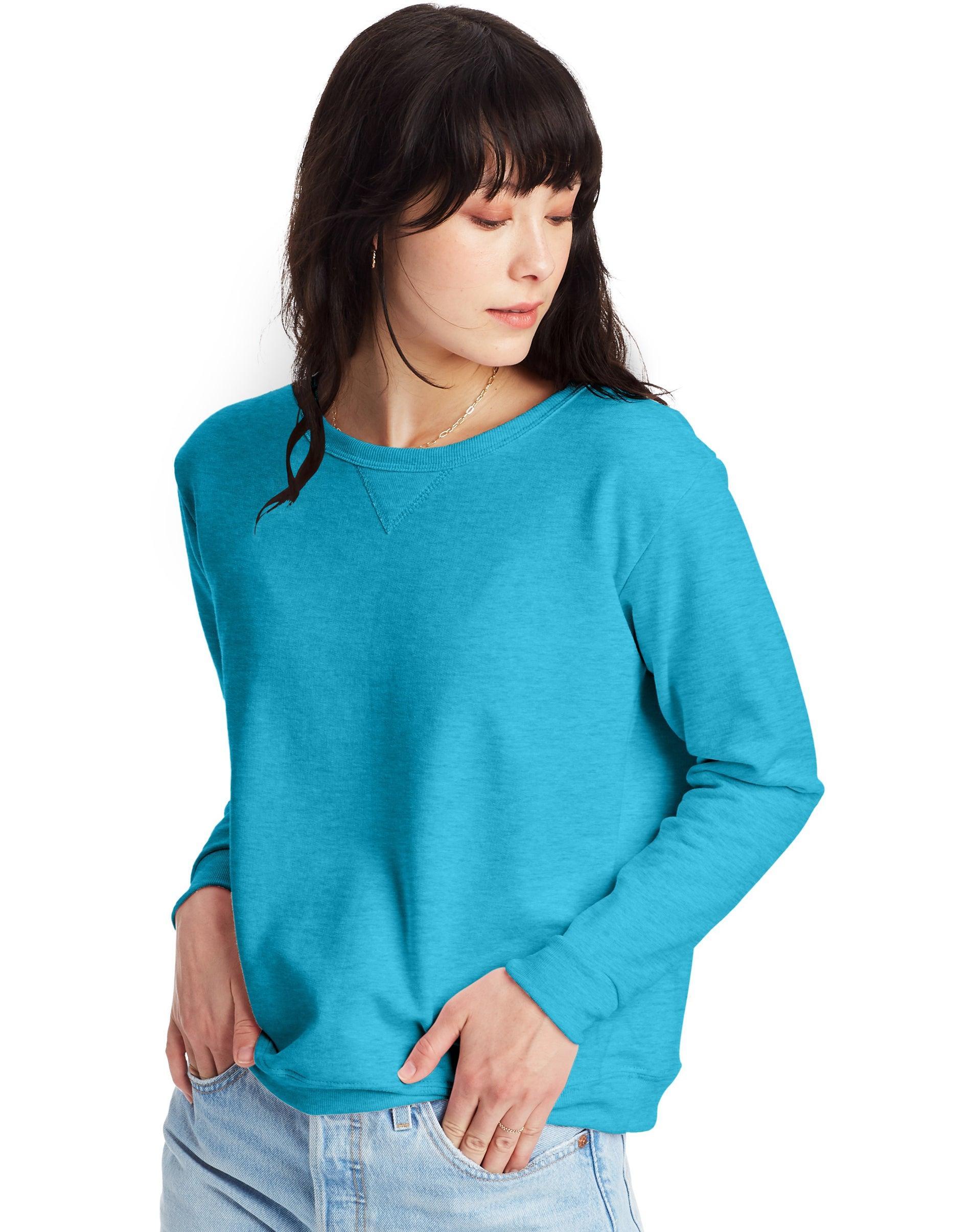 Hanes EcoSmart Womens Fleece Sweatshirt, V-Notch Ebony M Product Image