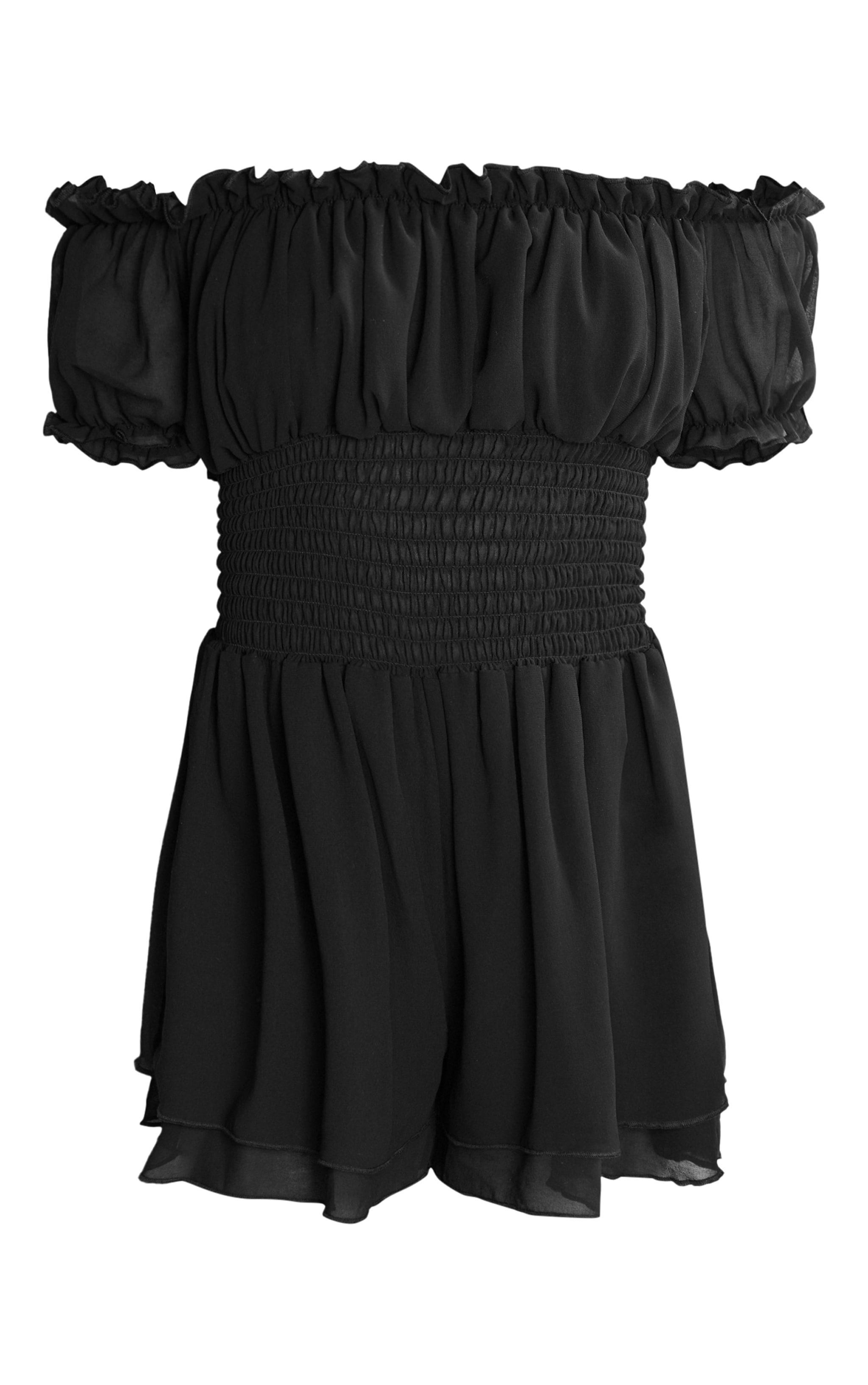 Black Mesh Bardot Floaty Romper Product Image