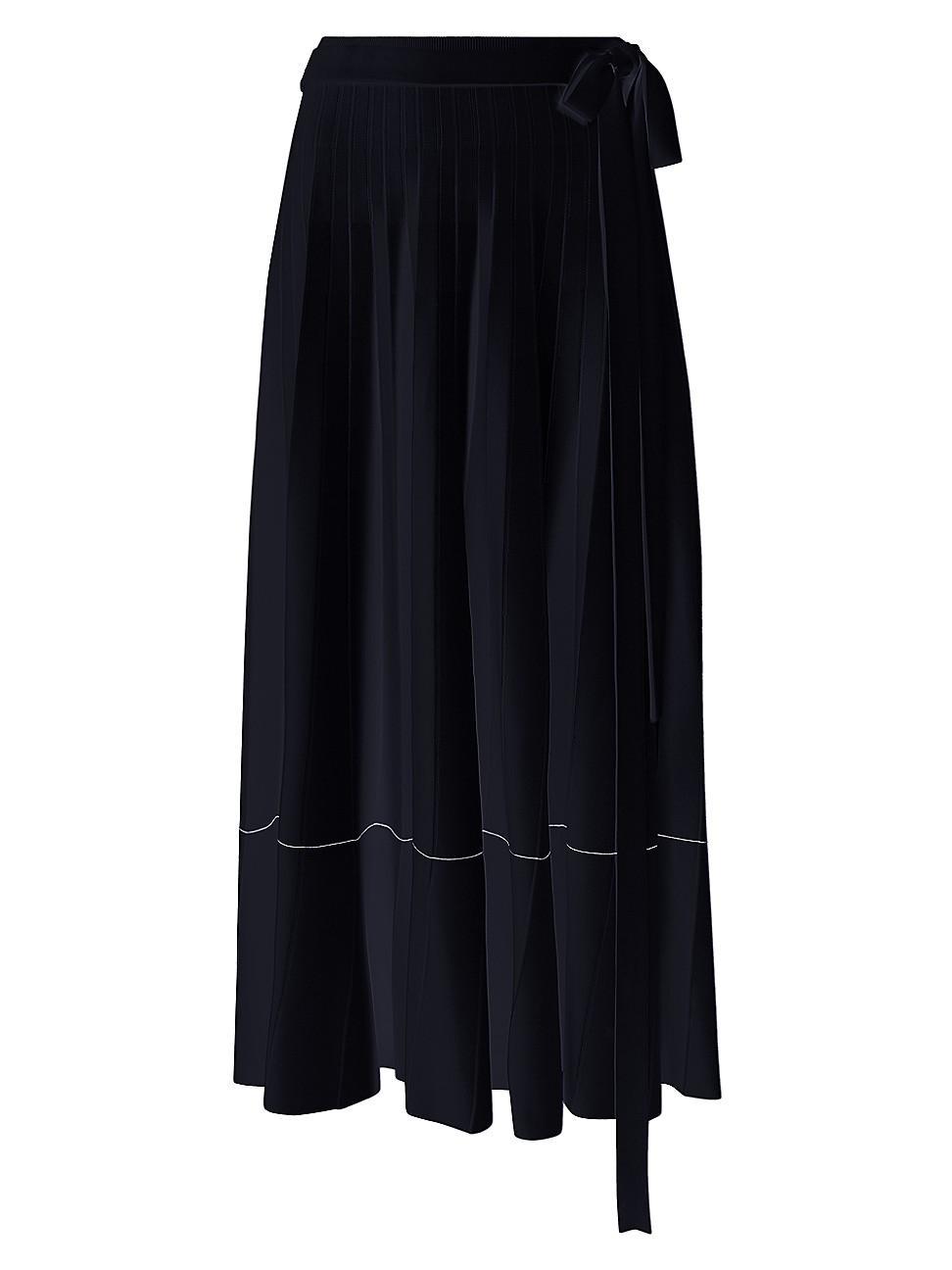 Womens Pleated Belted Midi-Skirt Product Image