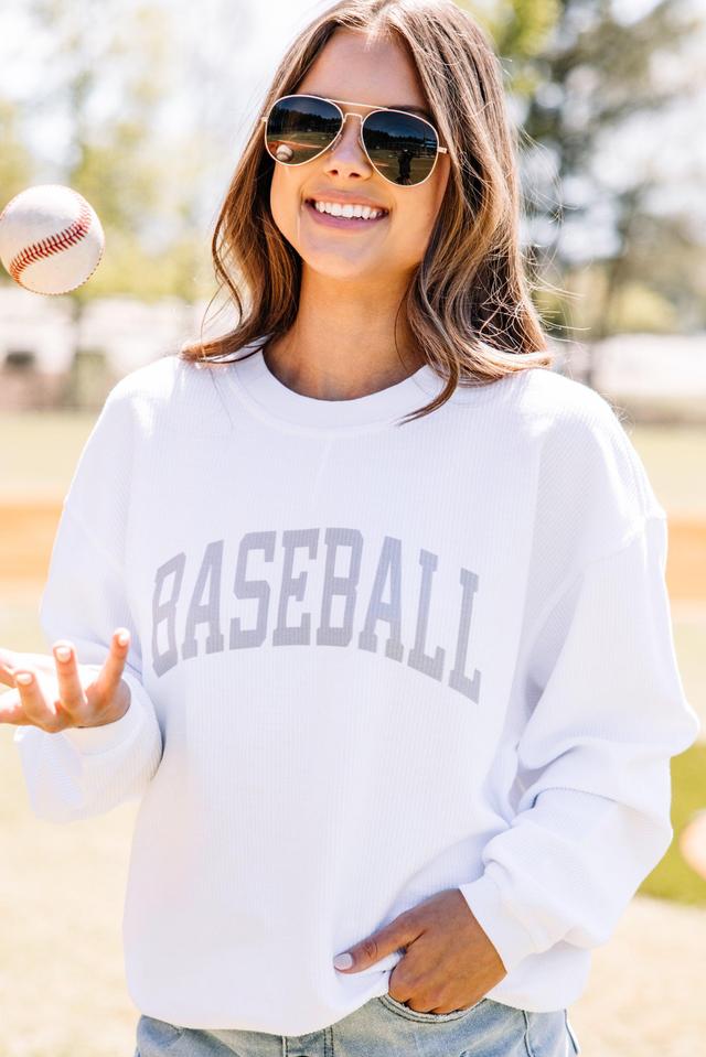 Baseball White Corded Graphic Sweatshirt Female Product Image