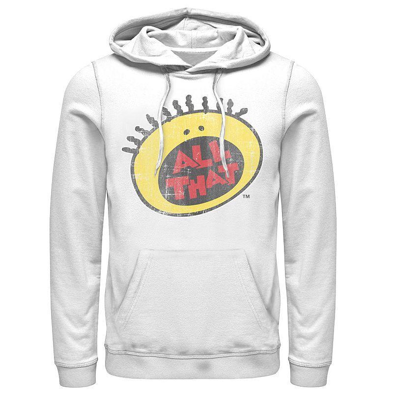 Mens Nickelodeon All That Classic Vintage Face Logo Title Hoodie White Product Image