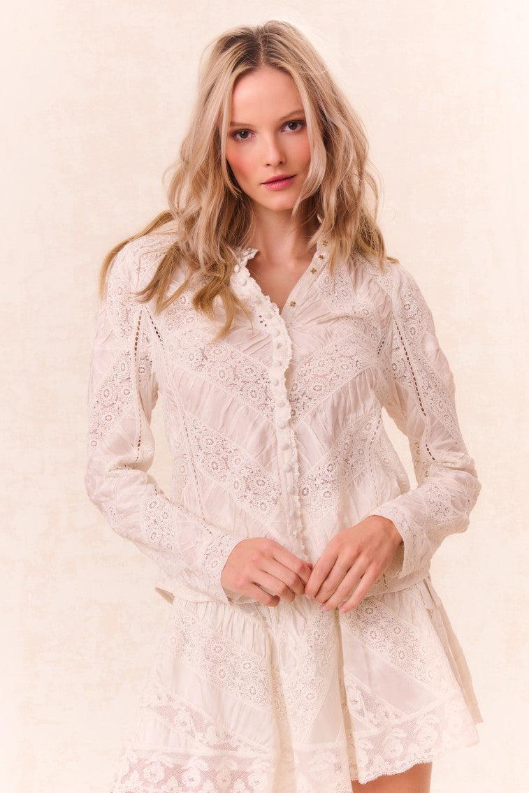 Isaline Button Down Lace Top Product Image