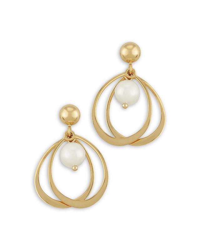 Bloomingdales Cultured Freshwater Pearl Double Wire Drop Earrings in 14K Yellow Gold - 100% Exclusive Product Image