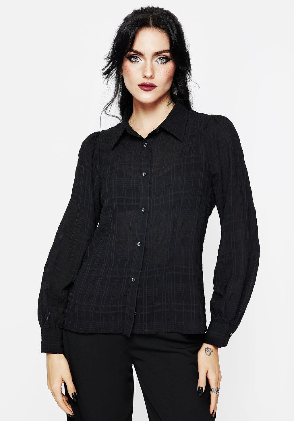 Recluse Check Chiffon Button Up Shirt Product Image