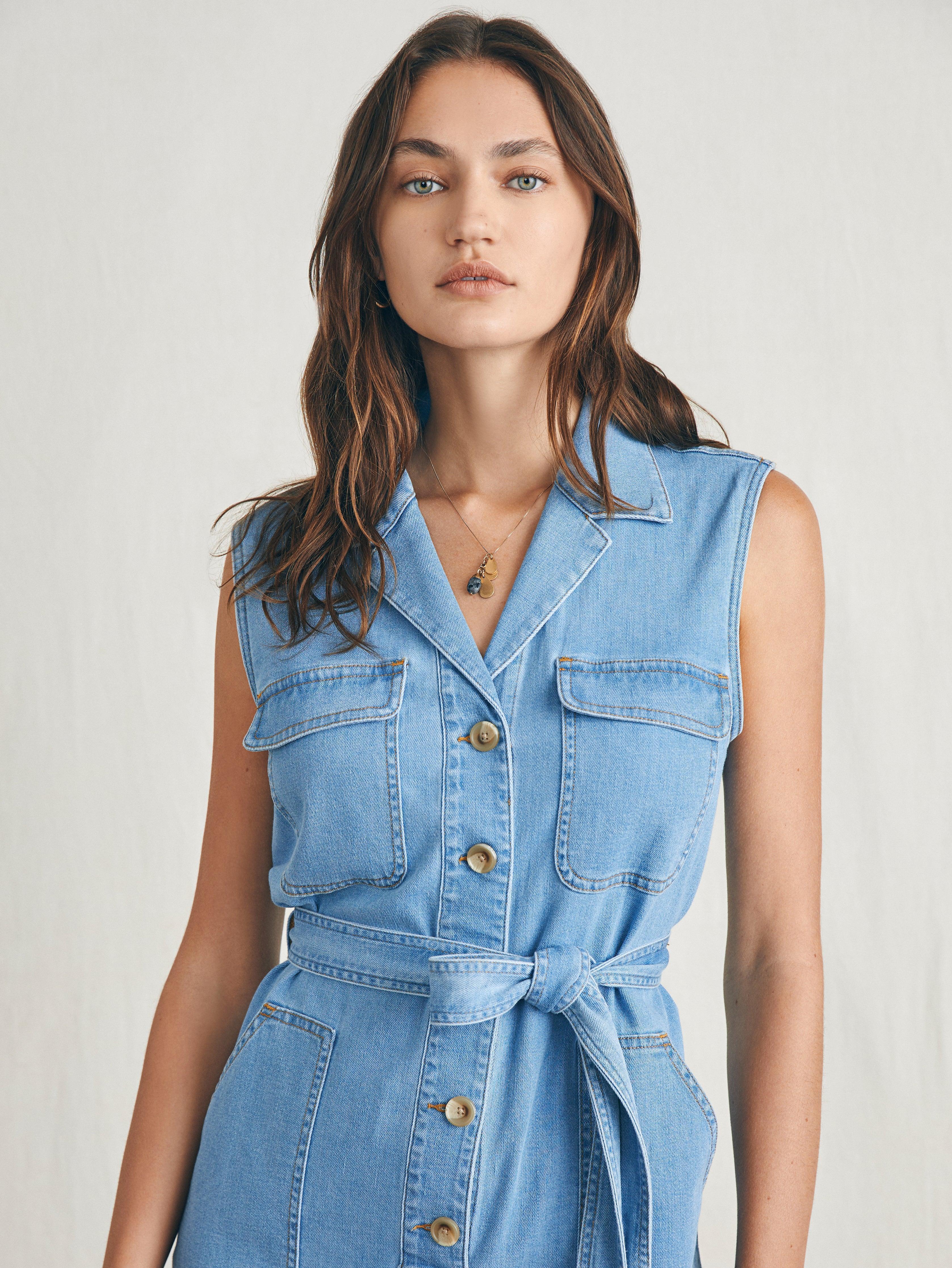 Linen Denim Romper - Sunlit Cove Wash Female Product Image