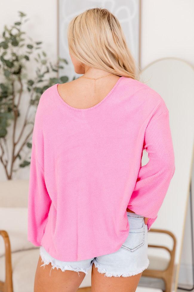 All That You Need Pink Oversized Brushed Rib Top Product Image