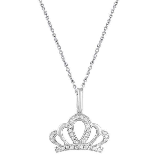 Royal Aura Sterling Silver 1/10 Carat T.W. Diamond Crown Pendant Necklace, Womens Product Image