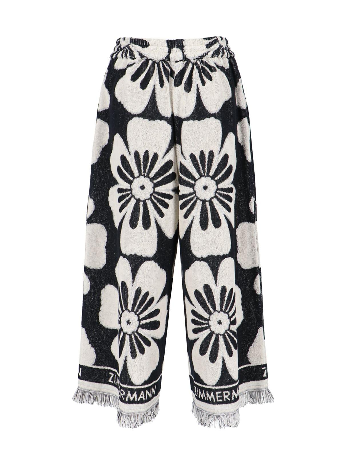 ZIMMERMANN Logo Embroidered Towelling Trousers In Multicolor Product Image