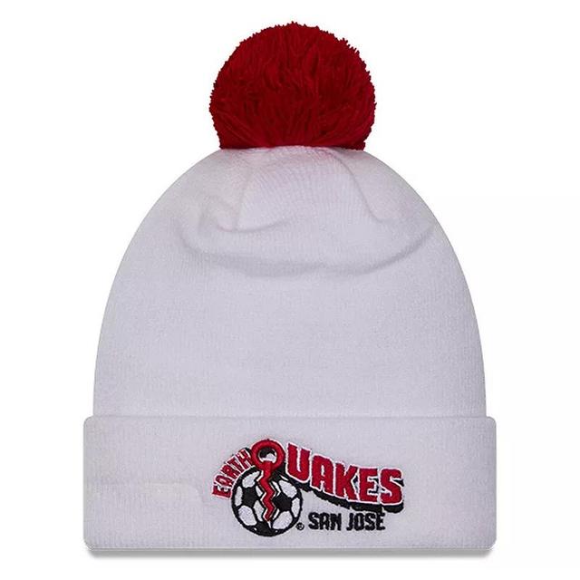 Mens New Era White San Jose Earthquakes Jersey Hook Cuff Knit Hat with Pom Product Image