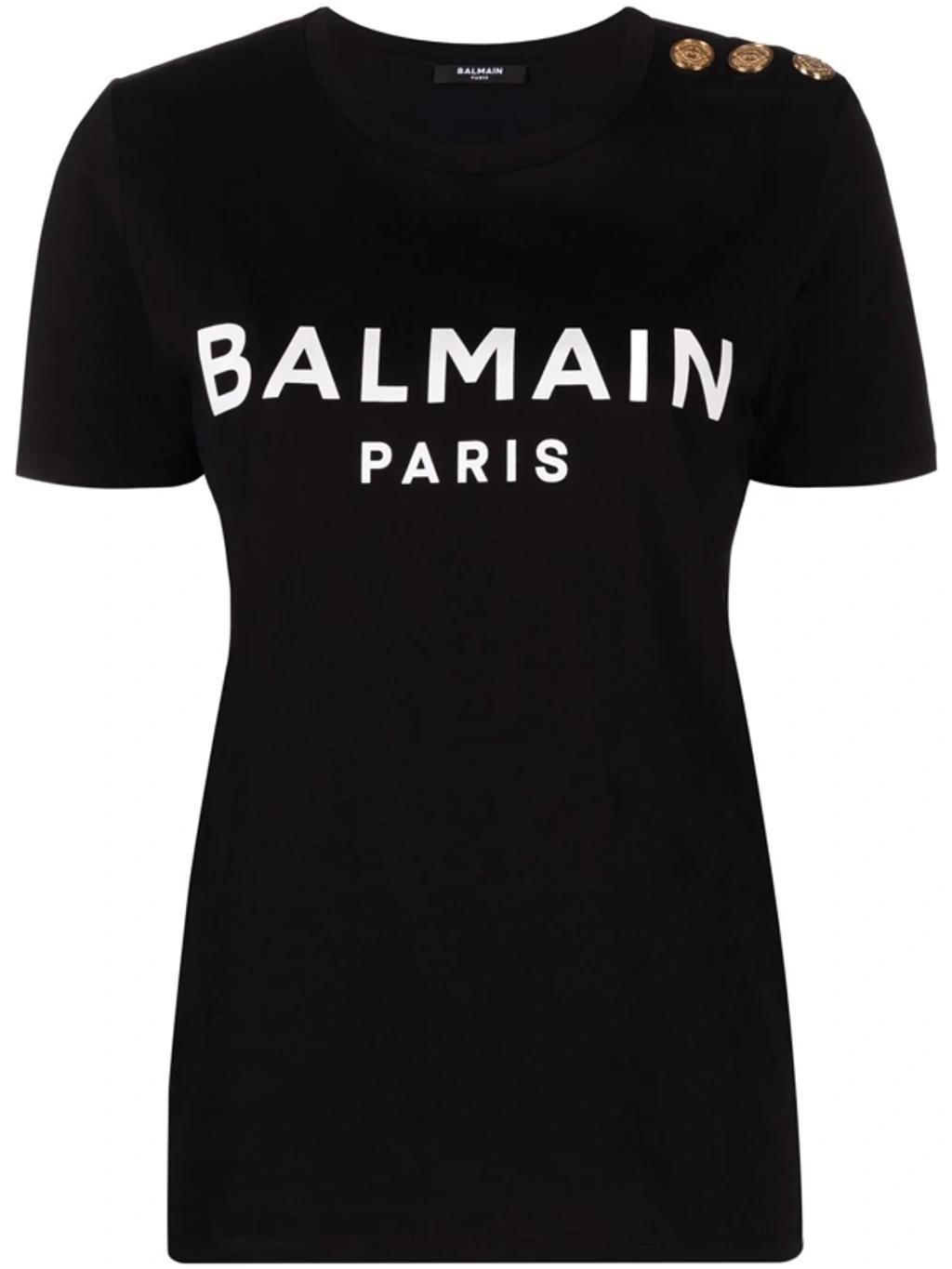 BALMAIN Logo-print Organic-cotton T-shirt In Multicolor Product Image