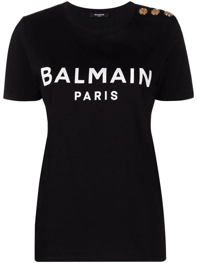 BALMAIN Logo-print Organic-cotton T-shirt In Multicolor Product Image