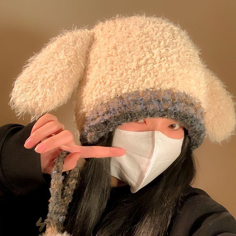 Pom Pom Ear Panel Knit Hat Product Image