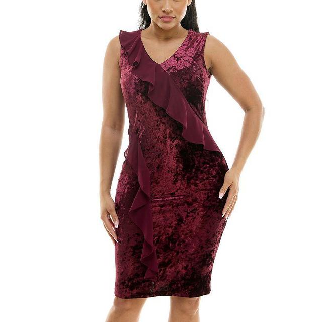 Womens Nina Leonard Velvet V-Neck Sheath Dress Product Image