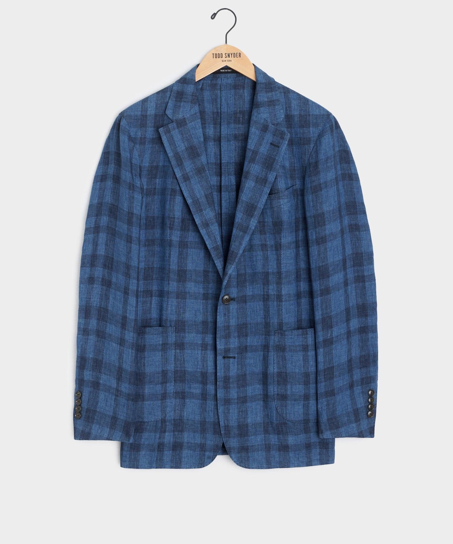 Italian Linen Sportcoat in Blue Check Product Image