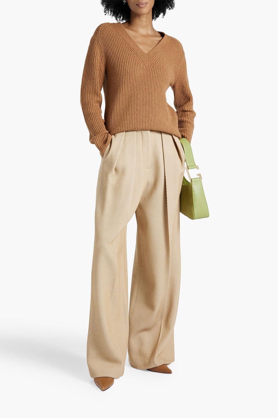 Cashmere Blend Ribbed Mock Neck Sweater In Beech Product Image