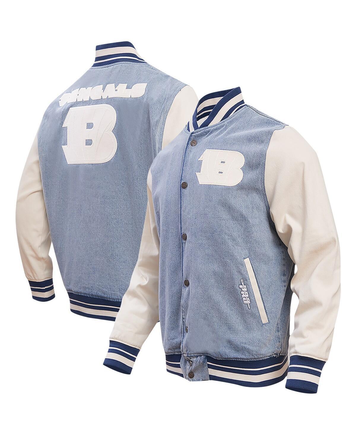 Mens Pro Standard Denim Distressed Cincinnati Bengals Varsity Blues Full-Snap Varsity Jacket Product Image