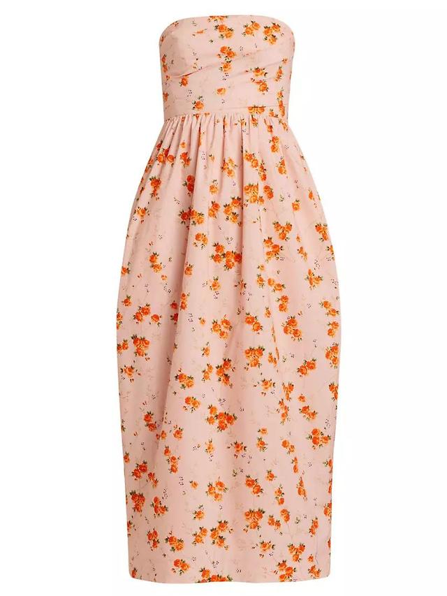 Luxie Floral Cotton Strapless Midi-Dress Product Image