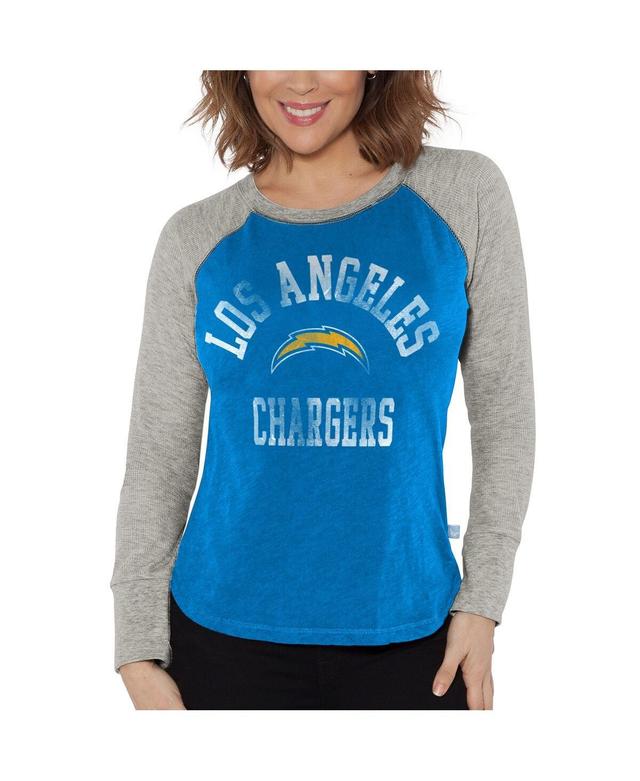 Womens G-III 4Her by Carl Banks Powder Blue/Heather Gray Los Angeles Chargers Waffle Knit Raglan Long Sleeve T-Shirt Product Image